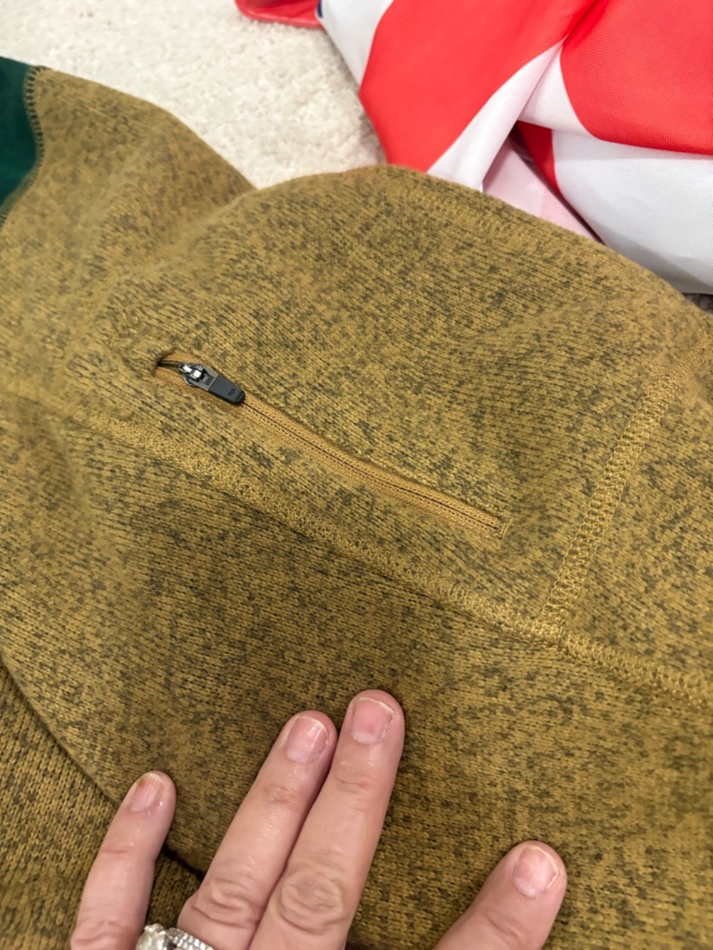 The North Face Men’s Two-Tone Green and Olive Zip-Up Sweater - Picture 3 of 6